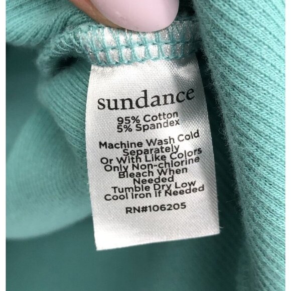 Sundance Womens Ribbed Short Sleeve Top Size M Teal Green Square Scoop Neck - Picture 4 of 6